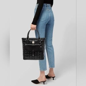 Authentic MCM Black and Gray Leather Tote